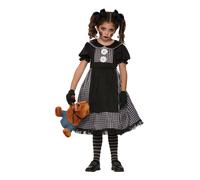Dark Rag Doll Costume Girls Kids Gothic Dead Dolly Halloween Fancy Dress Outfit