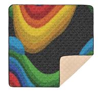 Dark Rainbow Wave Art Cute Foldable Baby Gym & Activity Mat for Floor Non-Toxic Baby Play Tummy Time Mat for Baby Toddler Infant, 50'' x 50''