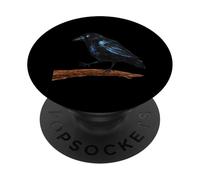 Dark Raven Black Crow Silhouette Moody Gothic Black Bird PopSockets Adhesive PopGrip