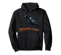 Dark Raven Black Crow Silhouette Moody Gothic Black Bird Pullover Hoodie