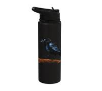Dark Raven Black Crow Silhouette Moody Gothic Black Bird Stainless Steel Insulated Water Bottle