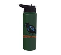 Dark Raven Black Crow Silhouette Moody Gothic Black Bird Stainless Steel Insulated Water Bottle