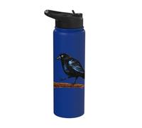 Dark Raven Black Crow Silhouette Moody Gothic Black Bird Stainless Steel Insulated Water Bottle