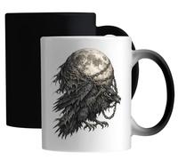 Dark Raven Burdened by Chained Moon Ceramic Magic Mug White