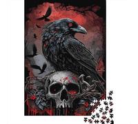 Dark Raven Skull Art Jigsaw Puzzles for Adults Interesting Puzzles 1000 Jigsaws Impossible Puzzle Home Decoration Gifts 52x38cm/1000pcs