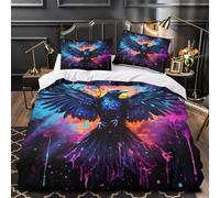 Dark Raven Wings Comforter Cover 3D Design Printed Premium 3 Pcs Bedding Set Zipper vibrant Digital Duvet Cover Super Soft Machine Washable for Kids Girls Boys Adults Women Teens Single（135x200cm）