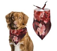Dark Red And Light Roses Peony Flowers Dog Bandana Pet Scarf for Small Medium Large Dogs Triangle Bibs Photo Prop Gift
