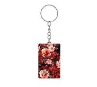 Dark Red And Light Roses Peony Flowers Keyring Acrylic Charms Keychain Car Key Ring Bag Accessories Gifts 1Pc