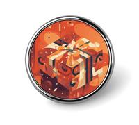 Dark Red Christmas Gift Box Round Badge Pin Funny 1 Inch Button Brooch Lapel Pins Fashion Hat Shirt Pin Tie Tack Pinback Buttons Badge Party Supplies Decor Badges For Clothing Coat Hat Dress For Men W