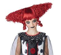 Dark Red Creepy Clown Child Costume Wig