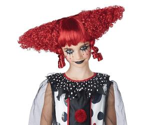 Dark Red Creepy Clown Child Costume Wig