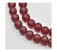 Dark Red Frosted Dyed Glass Plain Round Beads 8mm Strand of 100+ Pieces for Jewellery Making, Crafting, and Home Decor