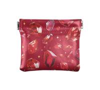 Dark Red Gems Small Leather Coin Purse Fancy Card Holder pouching for Women