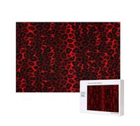 Dark Red Leopard Animal Print,300 Pieces Wooden Jigsaw Family Game Jigsaw Puzzles for Adults Teens Home Decor