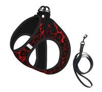 Dark Red Leopard Animal Print,Pet Harness,Adjustable Reflective Dog Harness,Pet Leash Vest,L