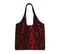 Dark Red Leopard Animal Print,Reusable Tote Bags Grocery Bags Large Capacity Canvas Shopping Shoulder bag