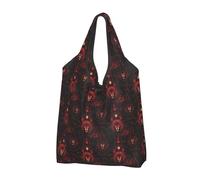 Dark Red Lion A Print Reusable Grocery Bags Shopping Bags - Foldable Grocery Bag Tote Bag with Handles, Black, 1 PCS