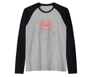 Dark Red Lotus Minimalist Flower Floral Aesthetic Artwork Raglan Baseball Tee