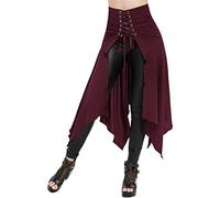 Dark Red Mini Skirt Gothic Red Skirt Women Plus Size Puttee-Pleated Skirts For Women Wrap Waist Skirts For Women Uk Red Ruffle Skirt Red Skirt Long At The Back Short At The Front Women'S Skirts Long