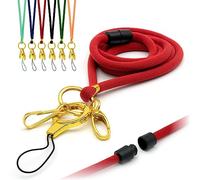 Dark Red Nylon Cord Lanyard Soft Comfortable with Safety Breakaway, Includes Gold Design O-Ring, Loop Clip and Two Metal Clips, ID Badge Holder Thin Rope Neck Strap by LanyardsTomorrow - Single 1pc
