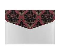 Dark Red Pattern File Folder, Plastic Accordion File Folders with 6 Pockets, Expanding File Organizer with Snap Closure, Portable Document Paper Organizer, Office Supplies Filing Folders