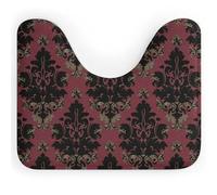 Dark Red Pattern Toilet Rugs U Shaped Washable, Extra-Soft Plush Bath Mat 20 X 16 Inch Non Slip Toilet Floor Mat Quick Dry Super Absorbent Bathroom Rugs Microfiber Toilet Carpet