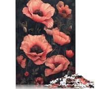 Dark Red Poppies Charm 500 Piece Puzzle for Adults Jigsaw Family Toys Gifts for Girls Boys Eco Friendly Wooden Puzzle 500pcs (52x38cm)