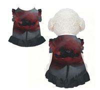 Dark Red Poppy L Pet Apparel for Small Dogs-Cute Summer Outfit for Puppy, Soft Breathable Pet Clothes for Cat