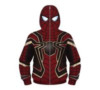 (Dark Red Spiderman, 8-11 Years) Spider-man Kids Boys Miles Morales 3d Style Hoodie Sweatshirt Superhero Zip Up Jacket Coat Cosplay Costume