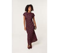 Dark Red Spot Ruched Side Dress Blue Vanilla Dark Red XL