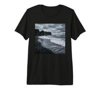 Dark Rocky Coast Storm Waves Dramatic Ocean Shore Premium T-Shirt