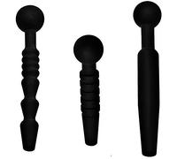 Master Series Dark Rods Silicone Penis Plug Set, 3 Piece, Black