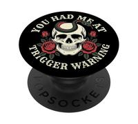 Dark Romance Bookish Trigger Warning Gothic Skull Romantasy PopSockets Adhesive PopGrip