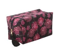 Dark Romance Floral Print Makeup Bag | Gothic Travel Pouch for Beauty Essentials | Dramatic Dark Floral Cosmetic Bag | Alt Gift Idea for Everyday Use