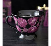 Dark Romance Floral Teacup - 320Ml, Deep Rose & Purple Design