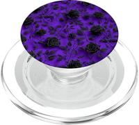 Dark Romance Goth Floral Gothic Purple Flower Black Rose PopSockets PopGrip for MagSafe