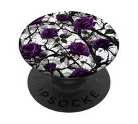 Dark Romance Goth Floral Gothic Purple Rose Flower Black PopSockets Adhesive PopGrip