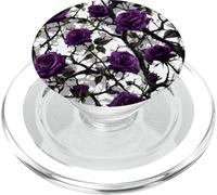 Dark Romance Goth Floral Gothic Purple Rose Flower Black PopSockets PopGrip for MagSafe