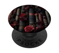 Dark Romance Goth Floral Gothic Red Rose Flower Bookish PopSockets Adhesive PopGrip