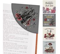 Dark Romance Leather Bookmark Gifts - Wxiben 4Pcs Gothic Vintage Rose Skull Corner Bookmarks for Men Women Romantasy Book Page Markers for Reading Book Lovers Student Teacher Girls Bookish Gift