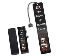 Dark Romance Merch Metal Bookmarks: Skull Rose Book Mark Clips with Charm, Enemies to Lovers Page Marker Reading Women, Bookish Gifts for Birthday Halloween School Office Supplies