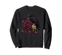 Dark Romance Raven Bird Burgundy Rose Gothic Art Candle Sweatshirt