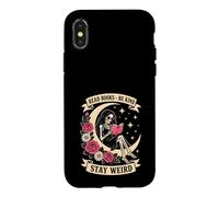 Dark Romance Read Books Be Kind Stay Weird Reading Skeleton Case for iPhone X/XS