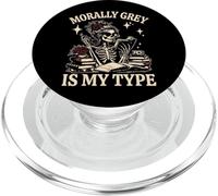 Dark Romance Reader Morally Grey Is My Type Skeleton PopSockets PopGrip for MagSafe