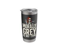 Dark Romance Reader Morally Grey is My Type Skeleton Stainless Steel Insulated Tumbler