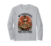 Dark Romance Reader Skeleton My Bookmarks Have Seen Things Long Sleeve T-Shirt