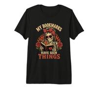 Dark Romance Reader Skeleton My Bookmarks Have Seen Things Premium T-Shirt