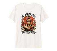 Dark Romance Reader Skeleton My Bookmarks Have Seen Things Premium T-Shirt