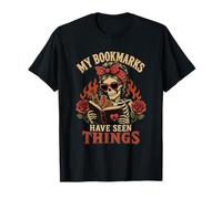 Dark Romance Reader Skeleton My Bookmarks Have Seen Things T-Shirt