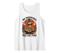 Dark Romance Reader Skeleton My Bookmarks Have Seen Things Tank Top